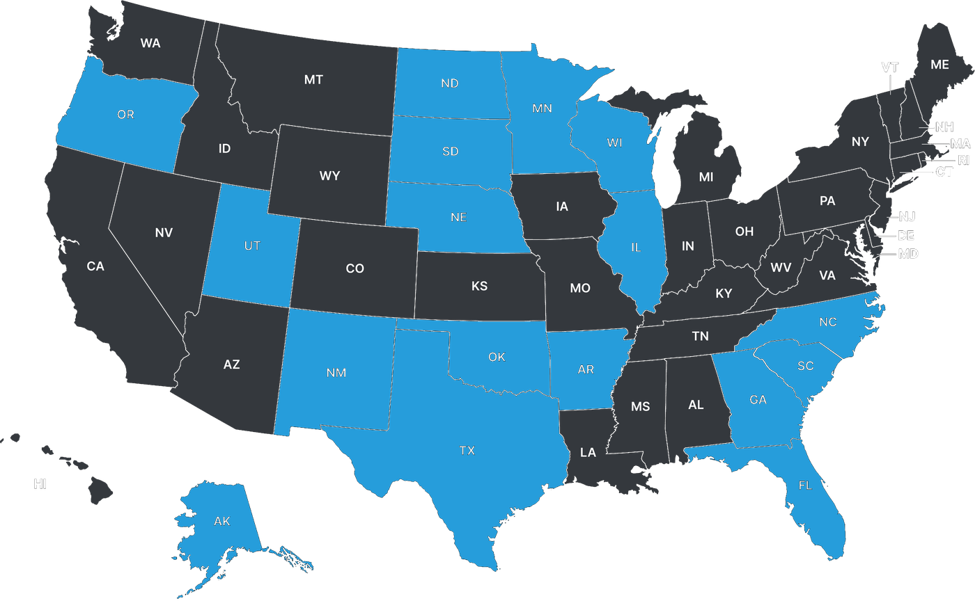 Map of states where Pick 'Em is available