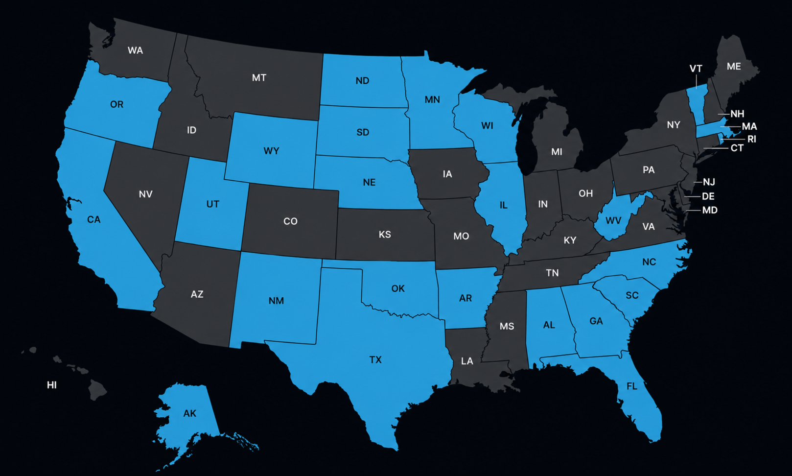Map of states where Boom is available