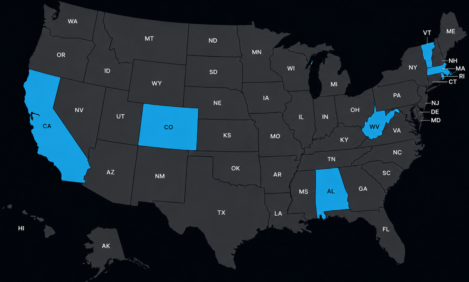 Map of states where Boom Royale is available