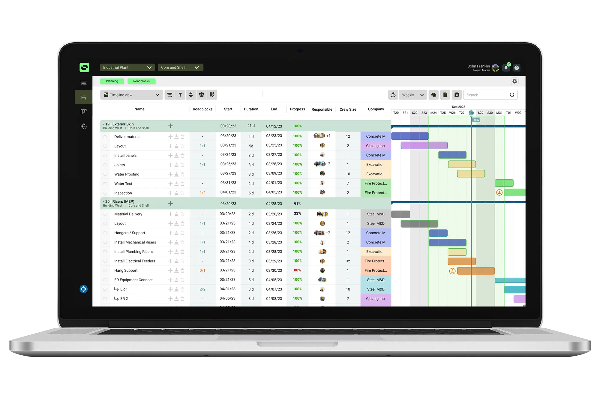 Outbuild's Lookahead Module view