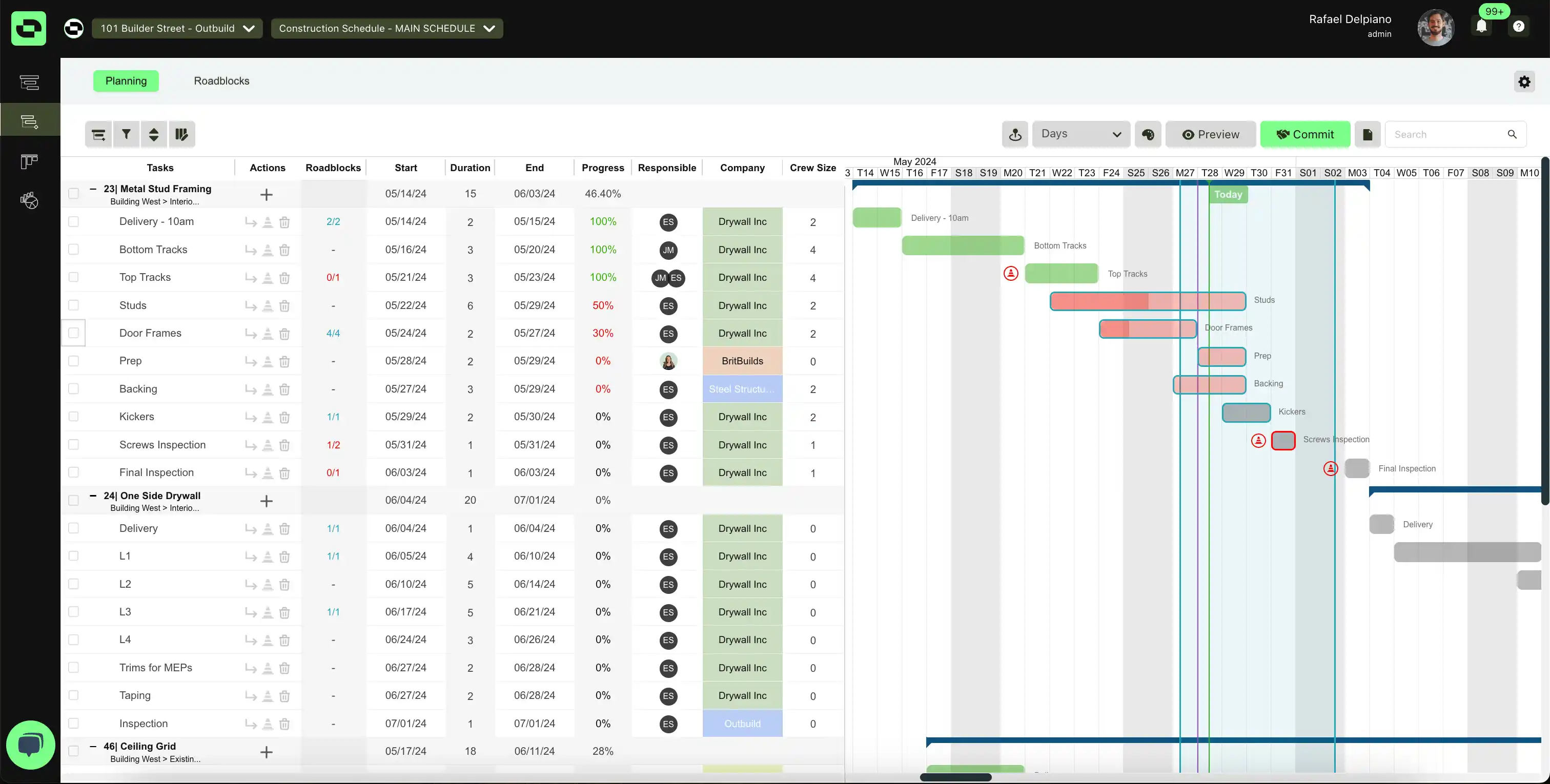 Outbuild's Lookahead Module View