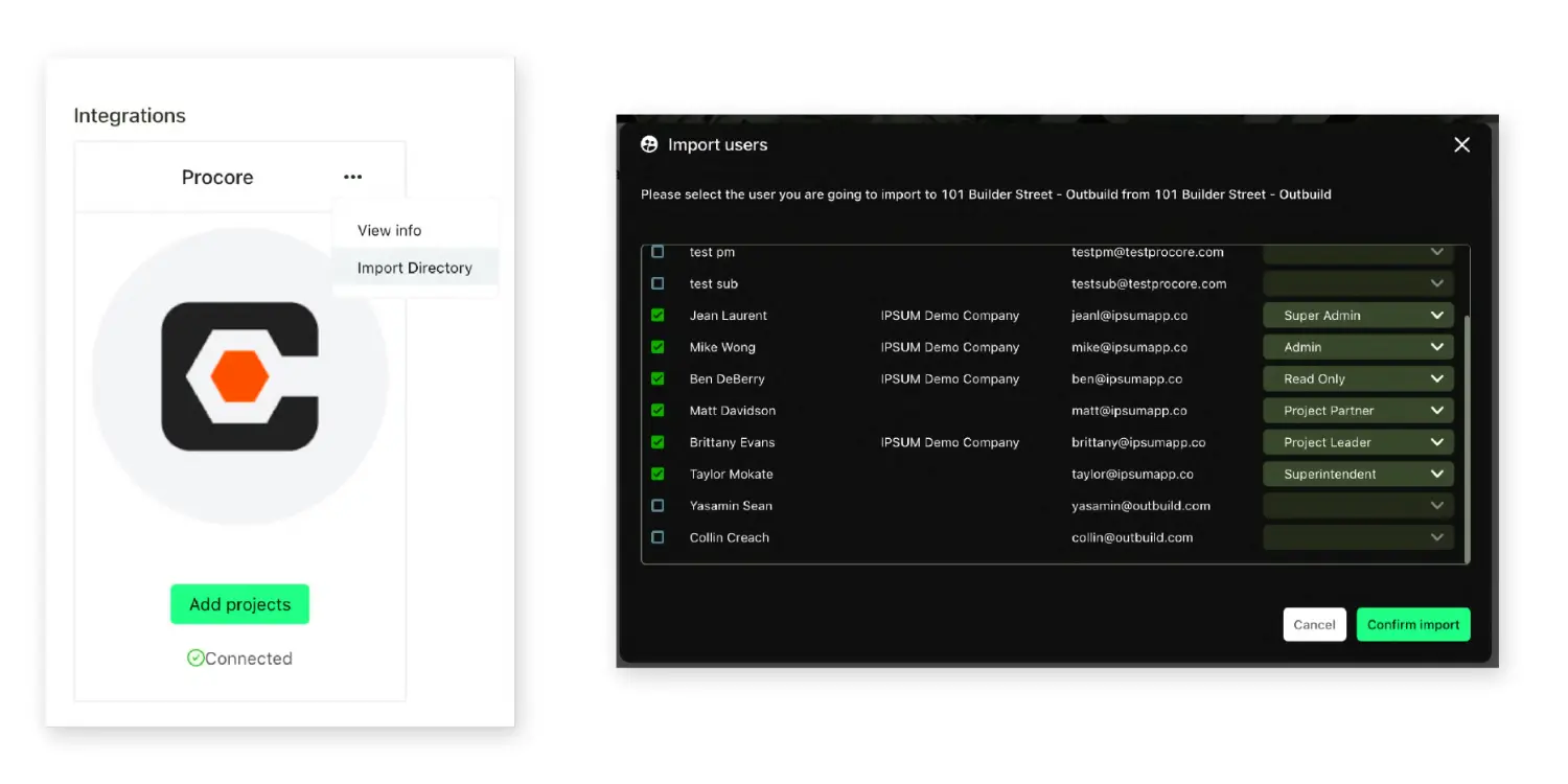 Procore directory integration