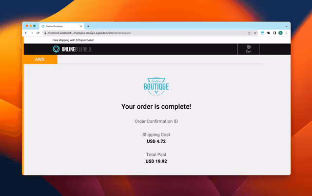 order complete screen