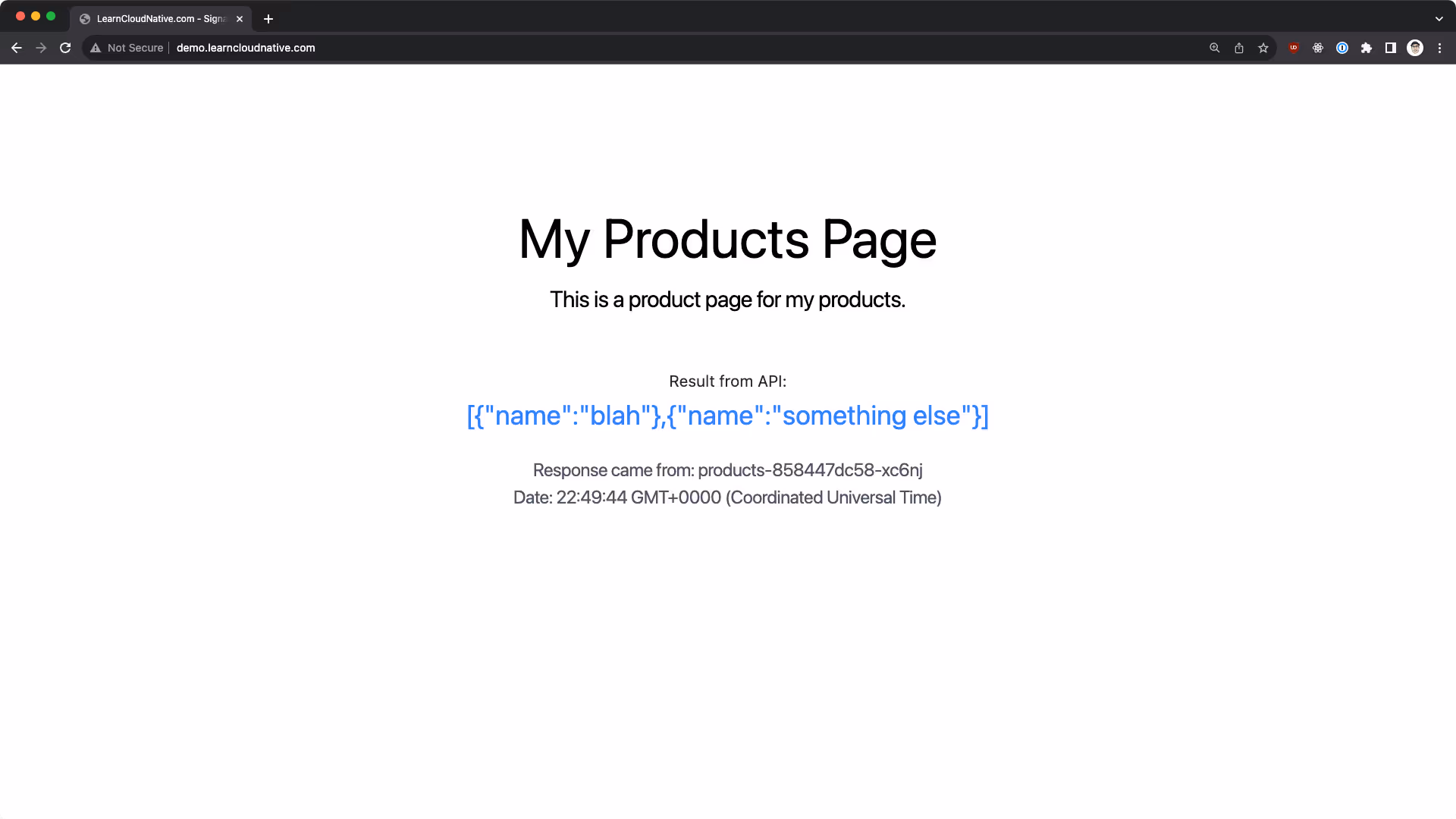 Demo application screenshot