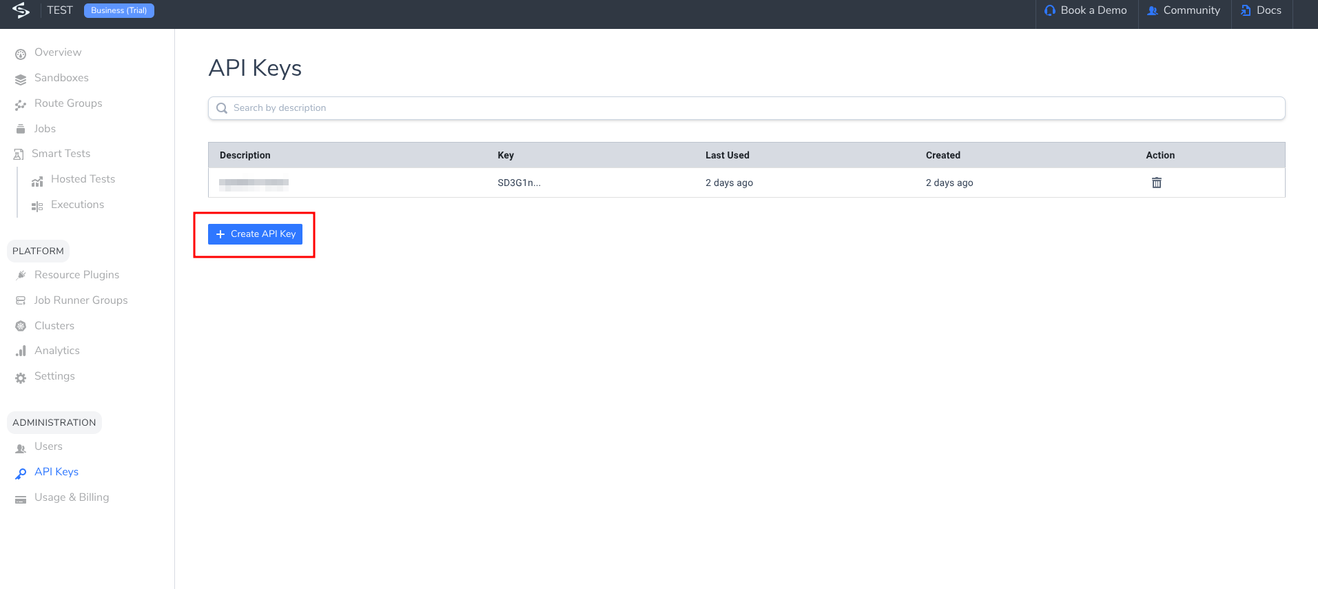 Locating the Signadot API key