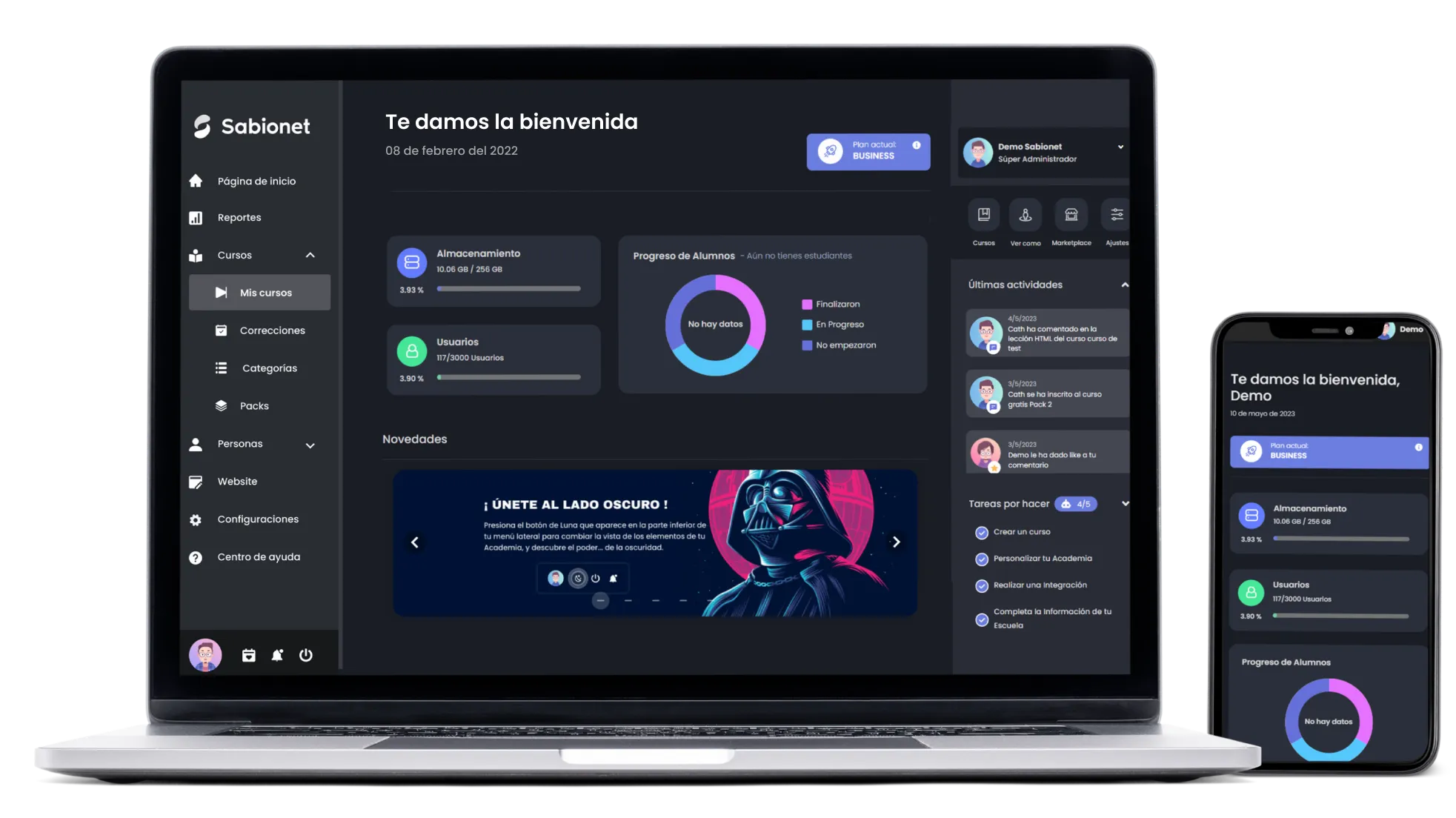 Sabionet en desktop y móvil