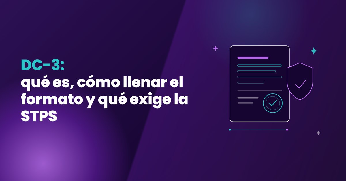 Portada del artículo sobre la constancia DC-3, con el título sobre fondo morado y una ilustración de un documento con sello y un escudo de verificación