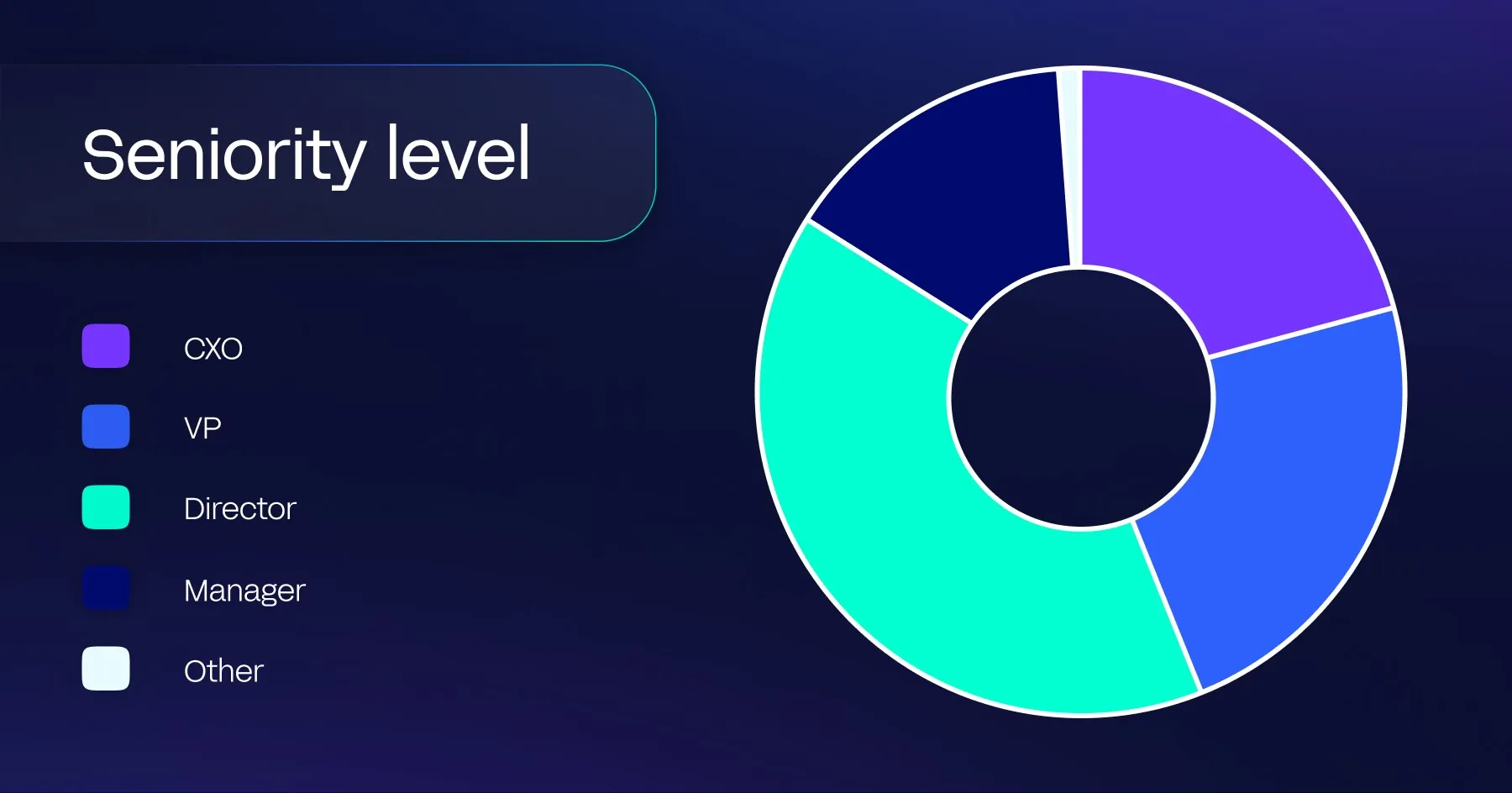 Pie graph illustrating that the respondents to Aurum Solutions' and FinTech Connect's survey, was made up of CXOs, VPs, Directors, Managers and other senior roles within finance.