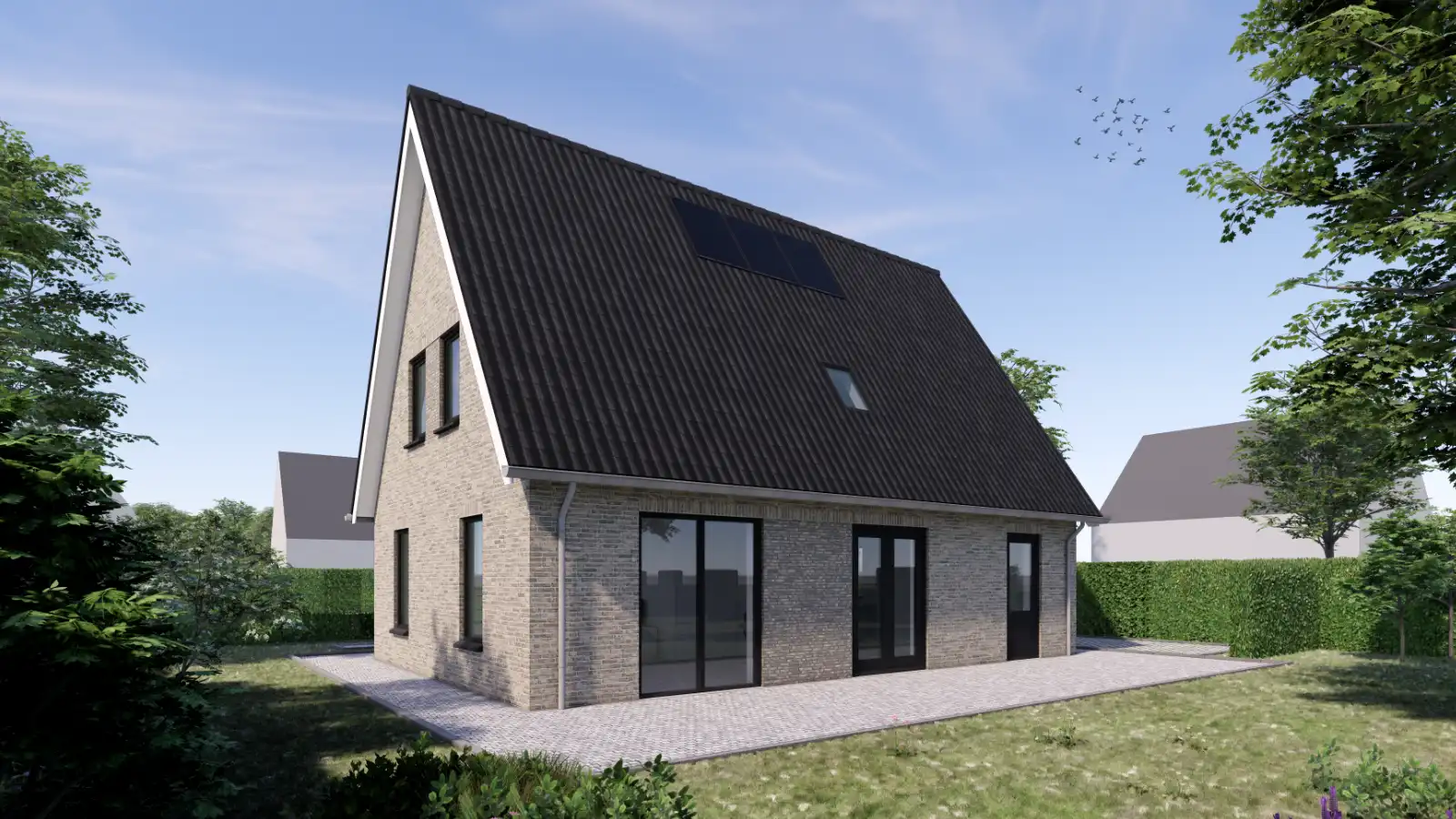 Render achterzijde vrijstaande woning