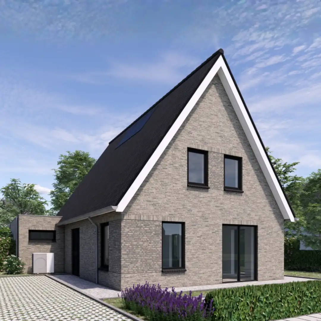 Render vrijstaande woning met aanbouw