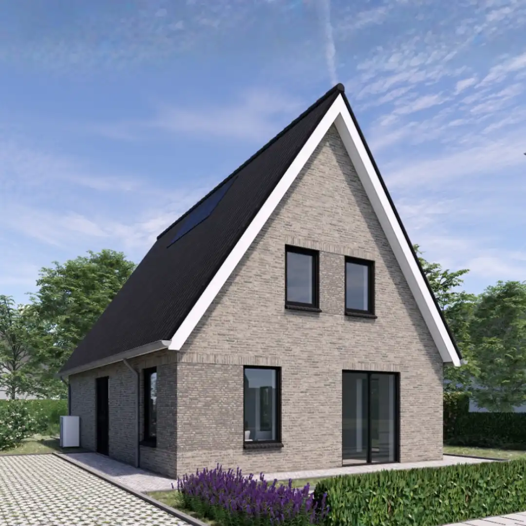 Render vrijstaande woning met grijze gevels