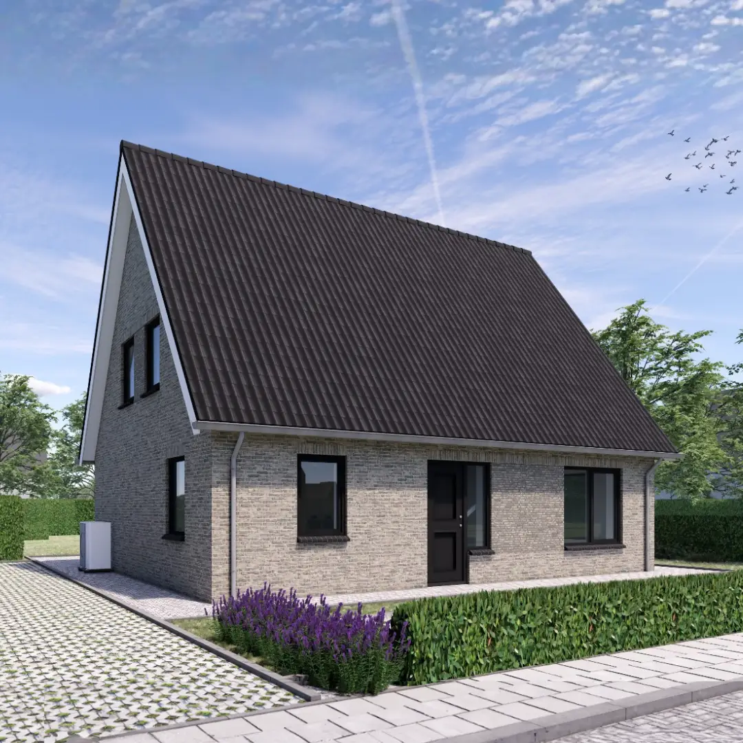 Render vrijstaande woning met grijze stenen