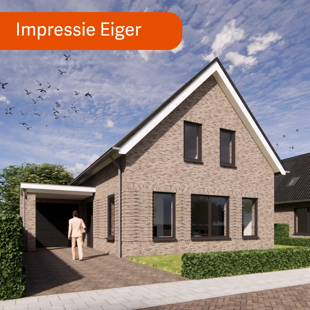render vrijstaande woning met grijze gevelstenen