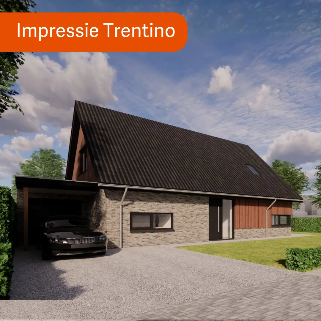 Render vrijstaande woning met aangebouwde garage