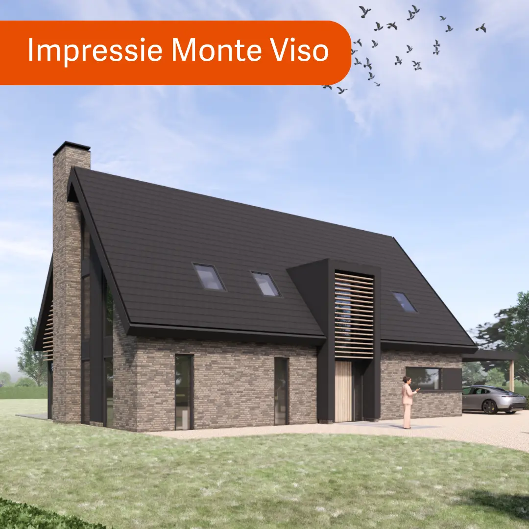 Render vrijstaande woning met uitgebouwde schoorsteen