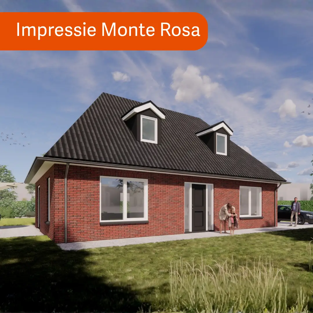 Render van een vrijstaande woning met 2 dakkapellen