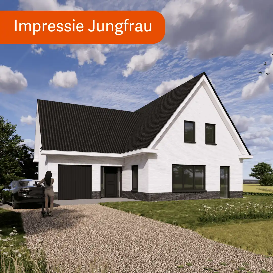 Render van vrijstaande witte woning