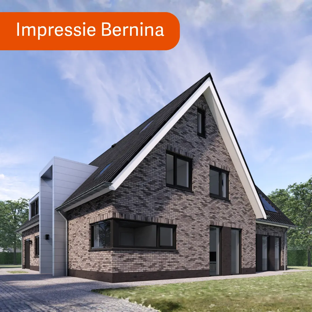 Vrijstaande woningen met grijze gevelstenen en risaliet