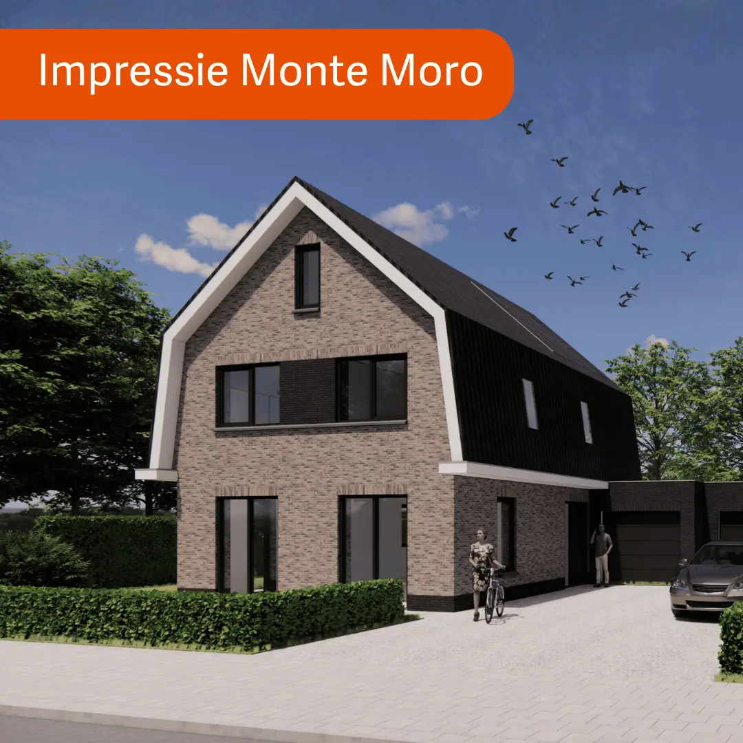 Hoogbouw woning met mansarde dak en grijze gevelstenen