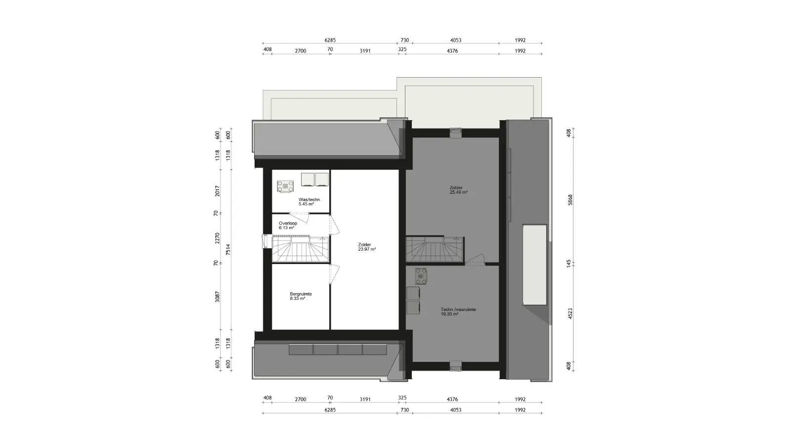 Plattegrond tweede verdieping