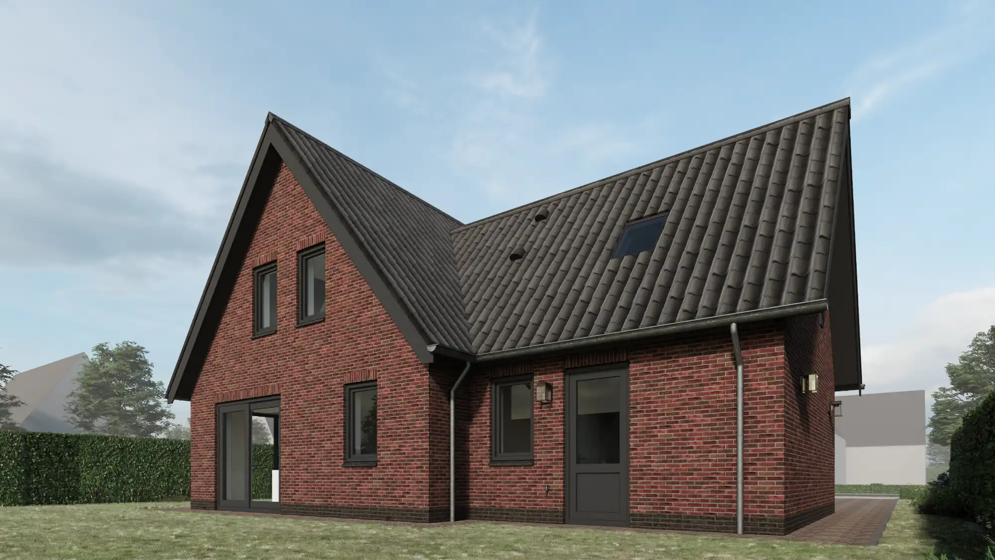 Achteraanzicht van een impressie van een vrijstaande woning
