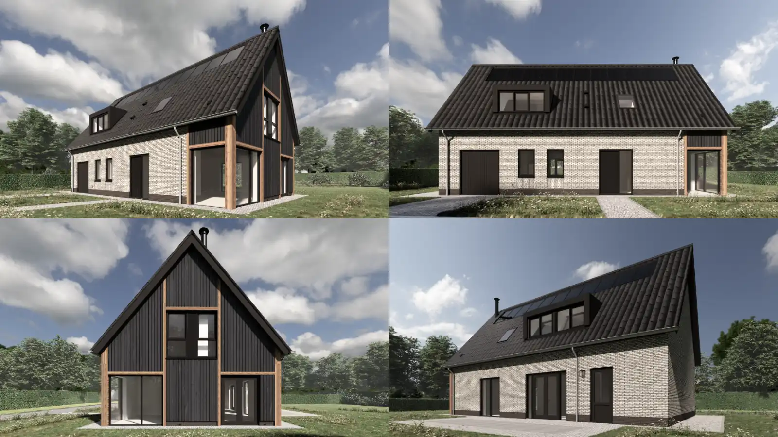 Collage met meerdere impressies van vrijstaande woningen