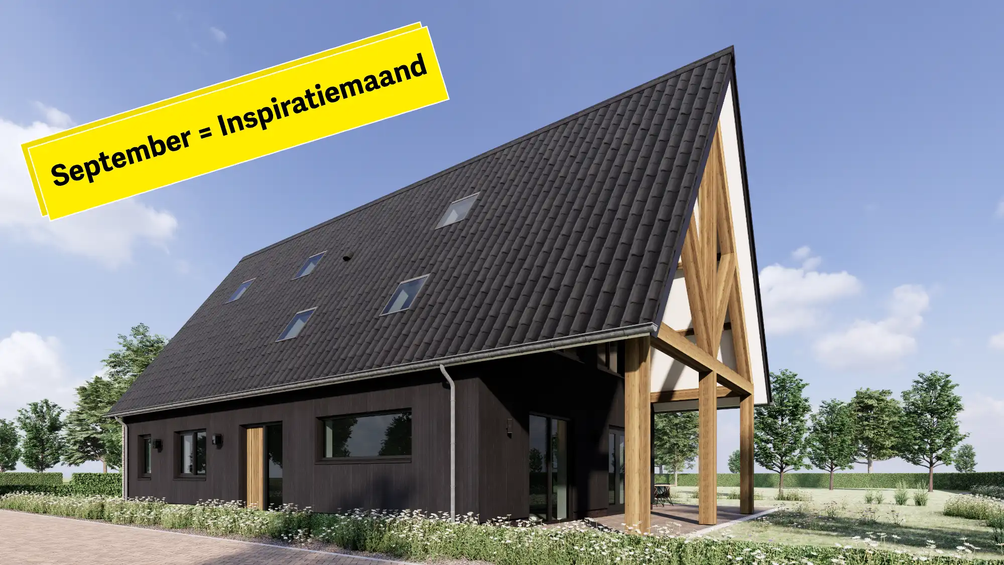 Impressie schuurwoning met gebinten