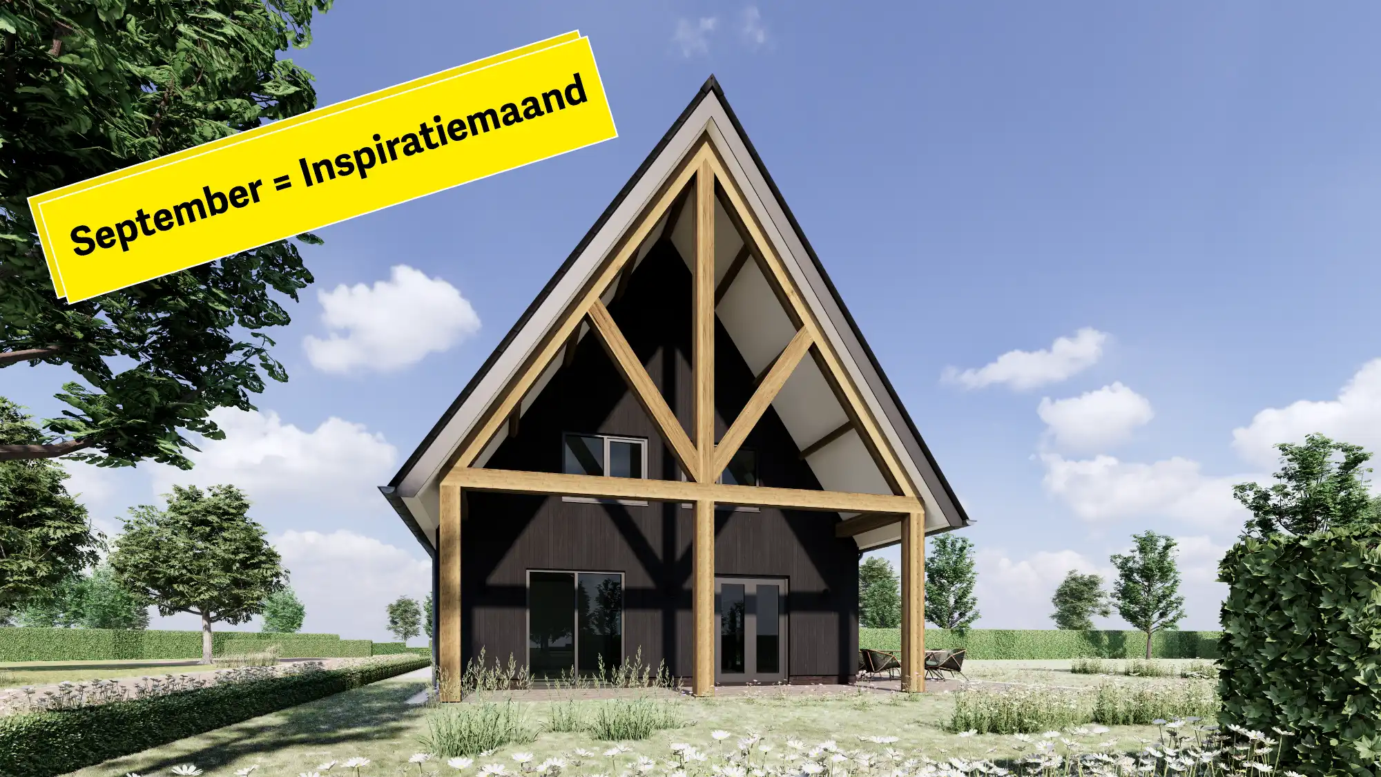 Overkapping met eiken gebinten