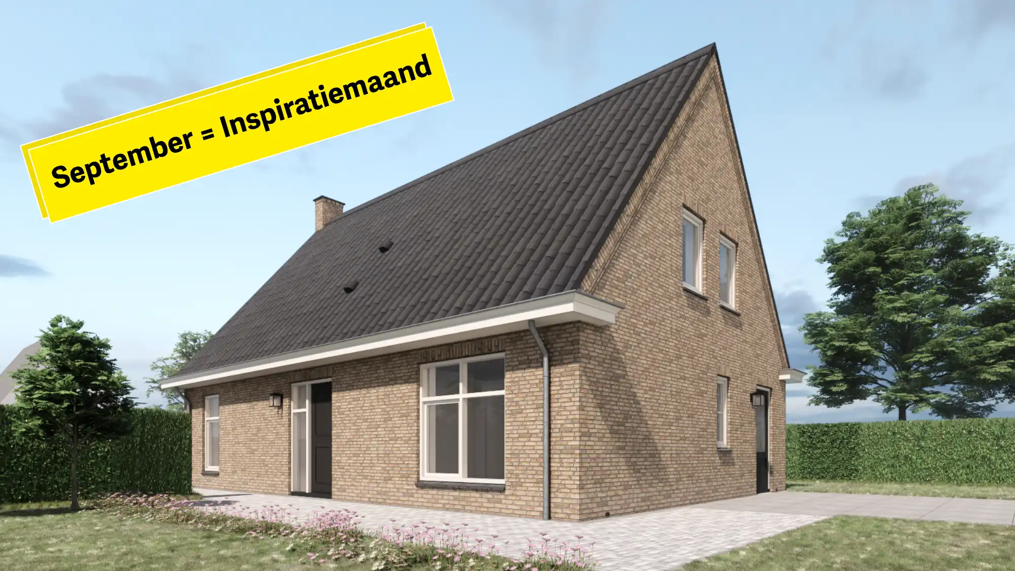 Zijaanzicht van een impressie van een cottage woning