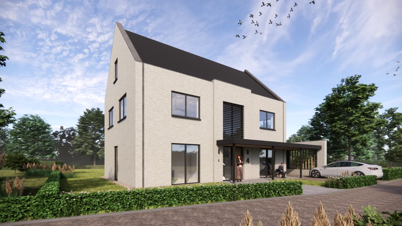 Vrijstaande hoogbouw woning met aangebouwde carport