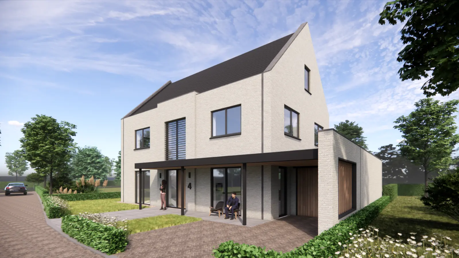Vooraanzicht van een impressie van een hoogbouw woning