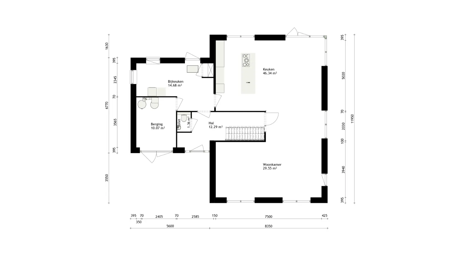 Plattegrond van een begane grond