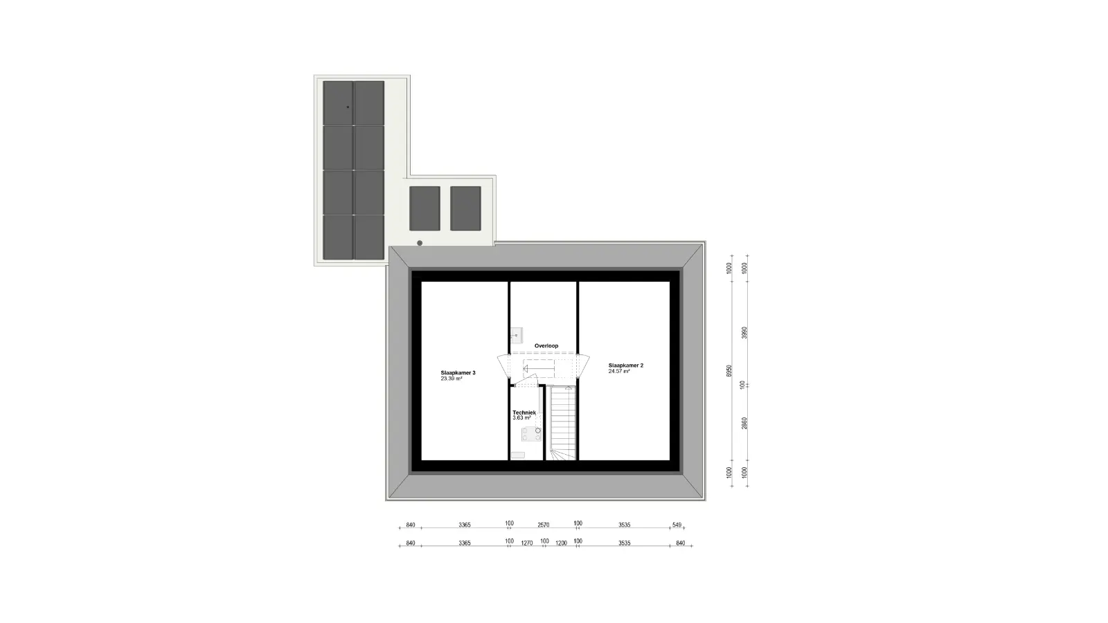 Plattegrond van een eerste verdieping