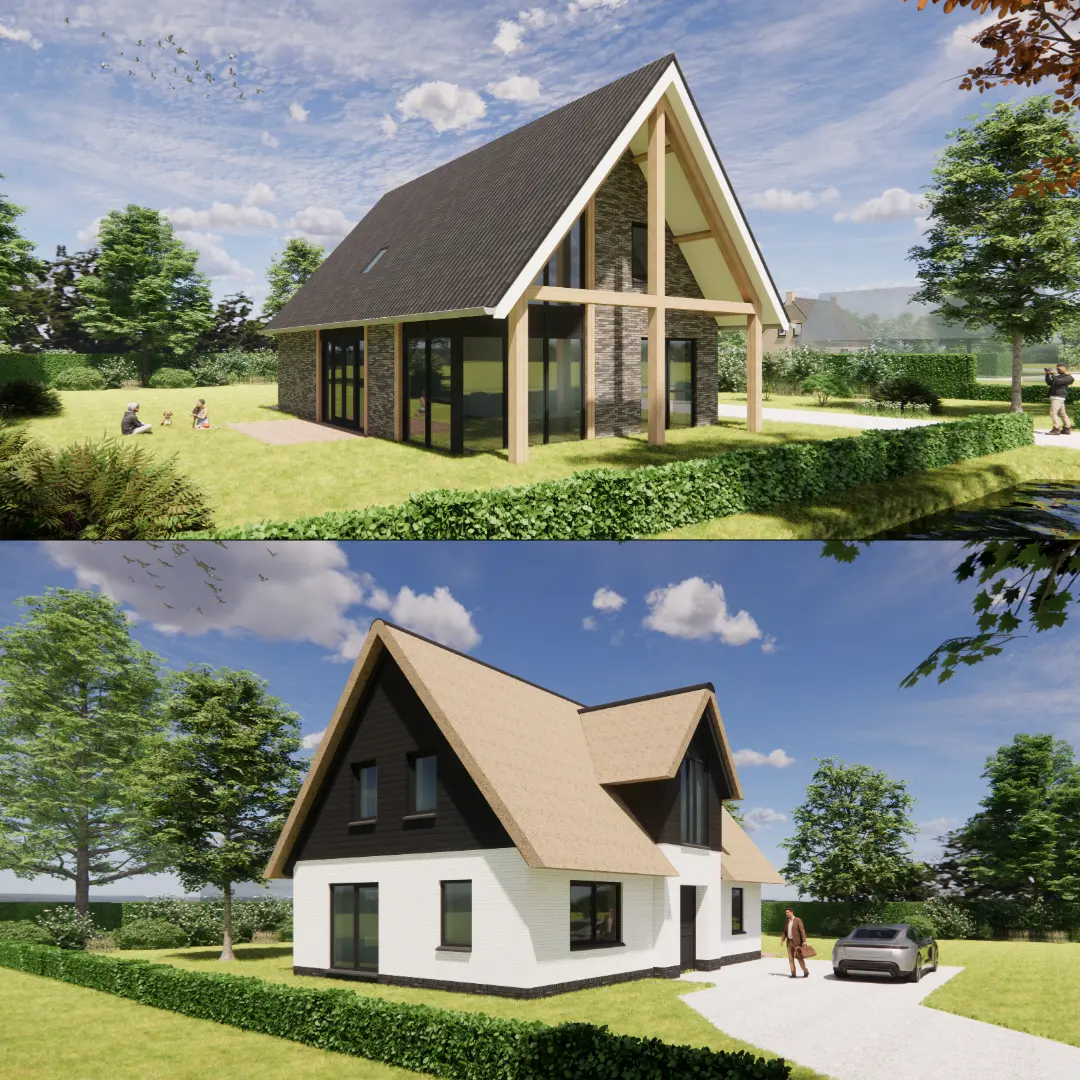 Twee ontwerpen van landelijke woningen