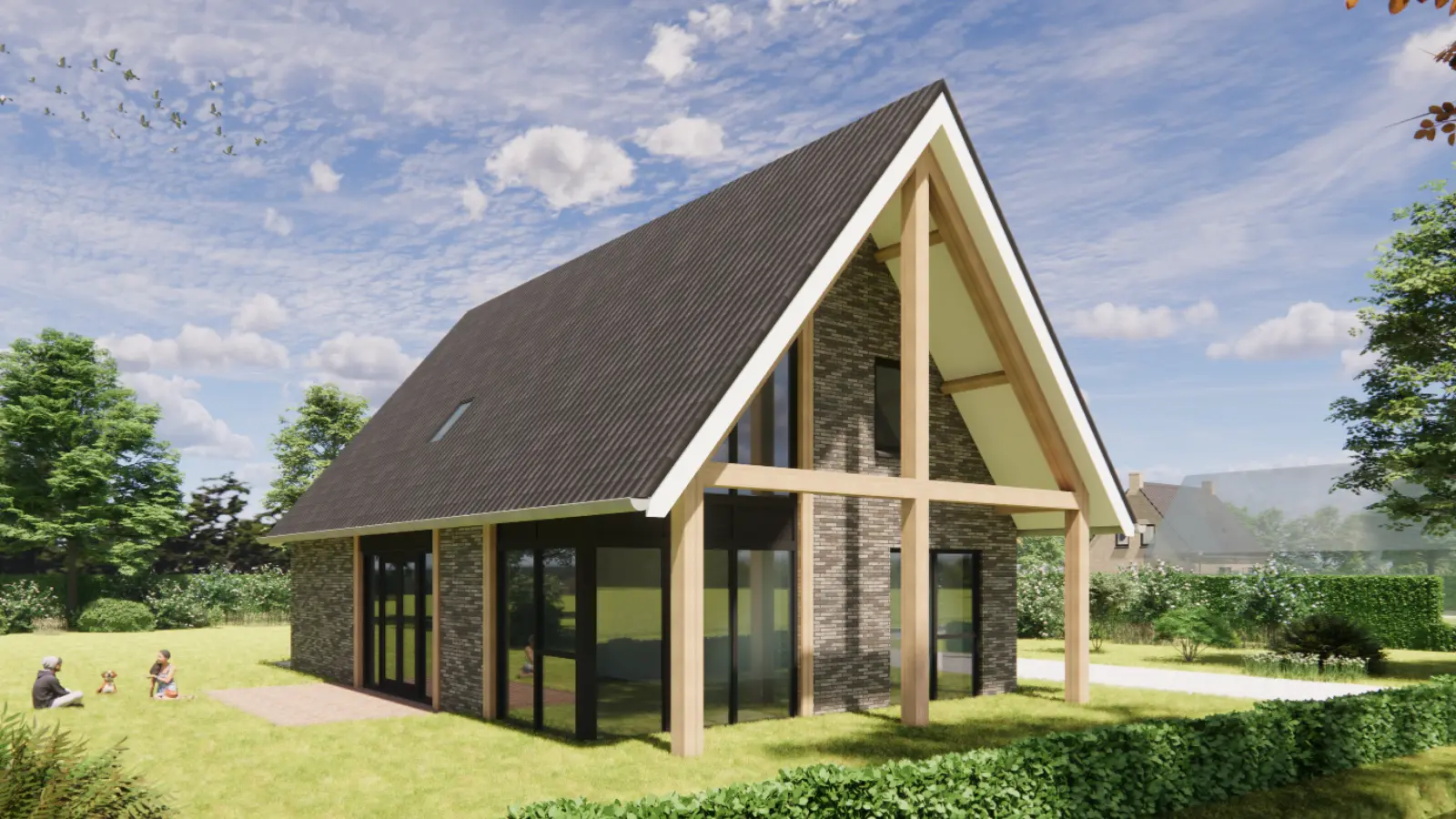 Ontwerp van een schuurwoning met eikenbalken