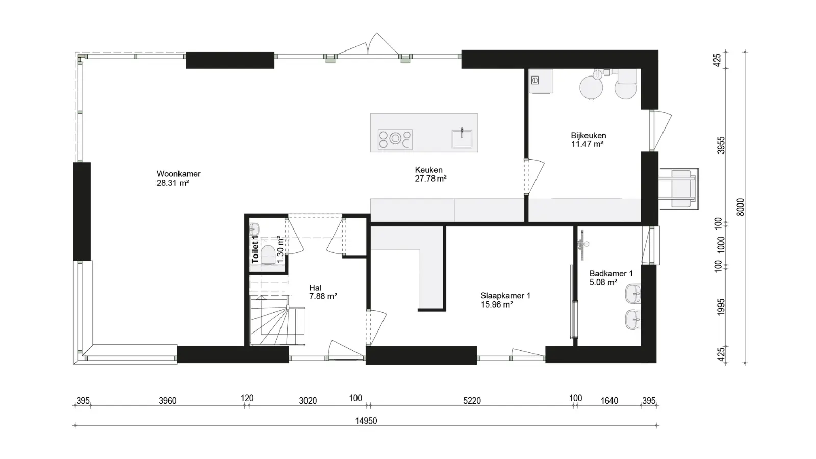 Plattegrond woning begane grond