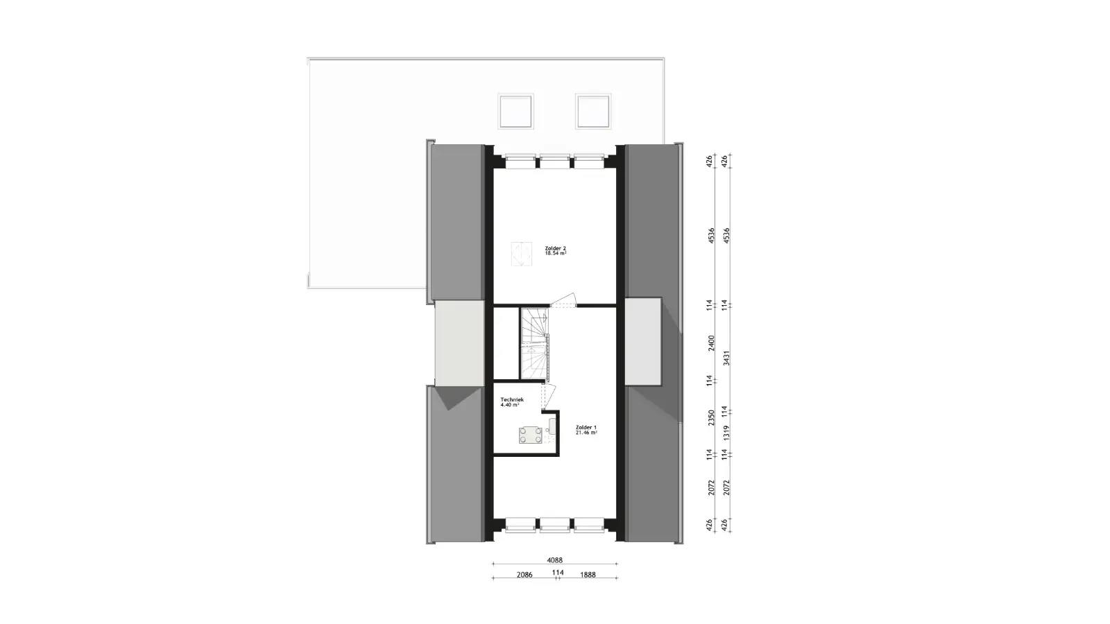Plattegrond tweede verdieping