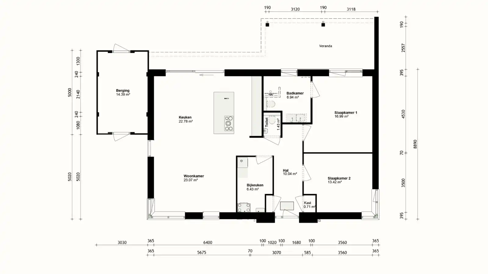 Plattegrond van een bungalow