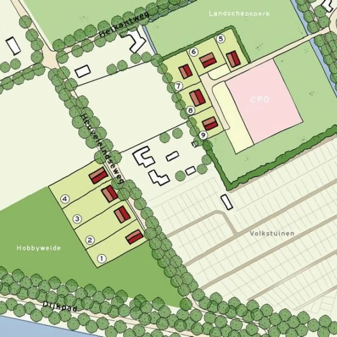 Tekening van kavel aanbod in Best