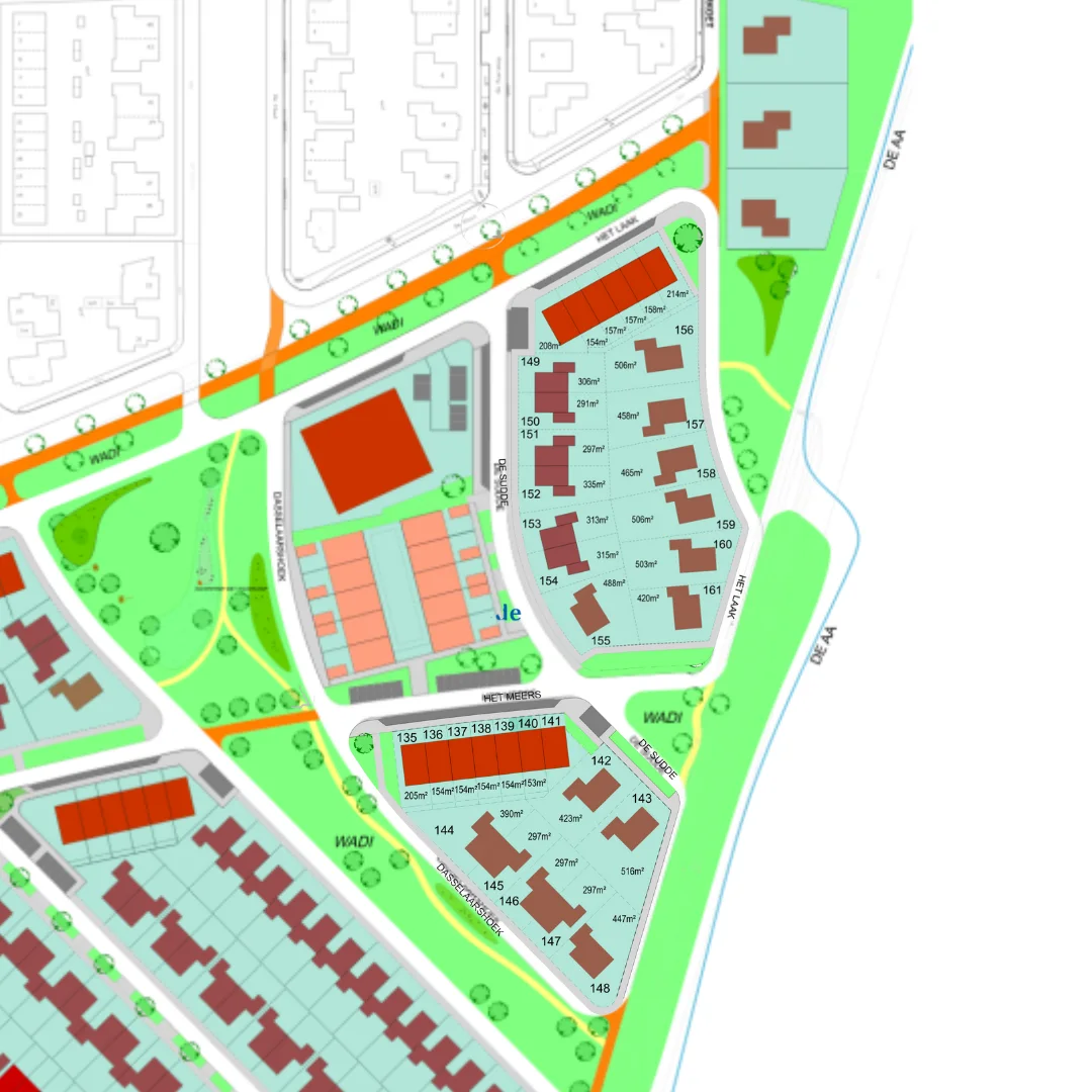 Kaart van kavelaanbod nieuwbouwproject Zuidbroek in Wierden