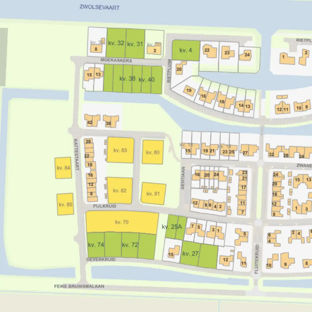 Kaart van kavelaanbod Marknesse Zuid