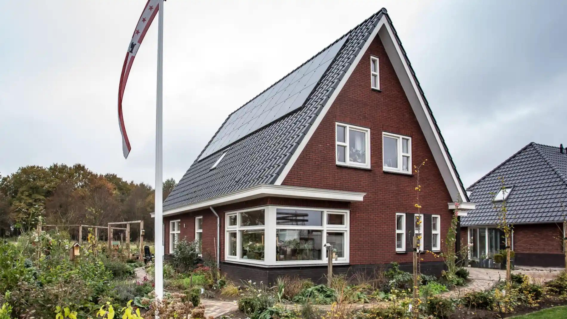 Vooraanzicht van een vrijstaande woning