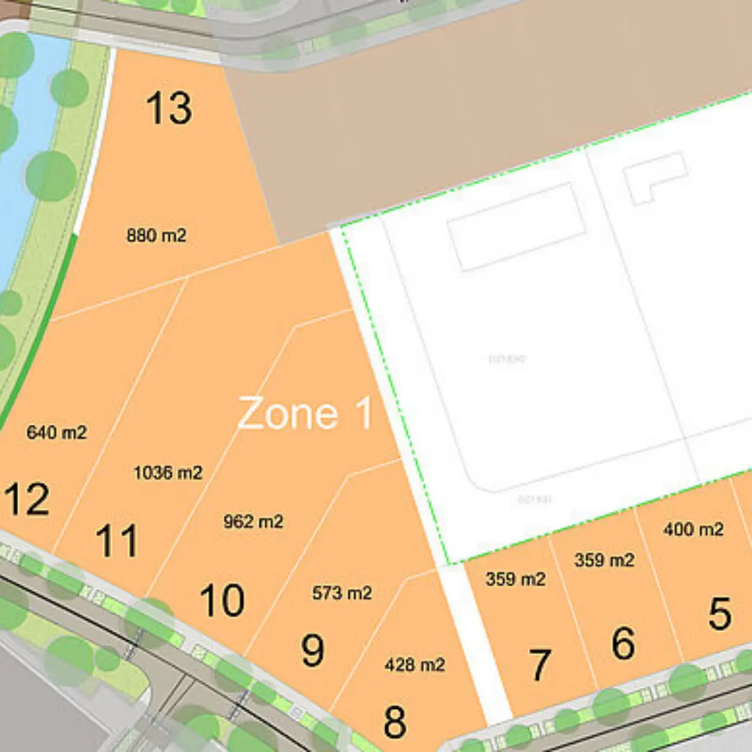 Plattegrond van kavels project Molenvliet in Tholen
