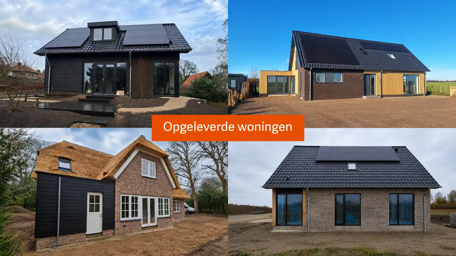 Afbeelding met vier verschillende gerealiseerde woningen