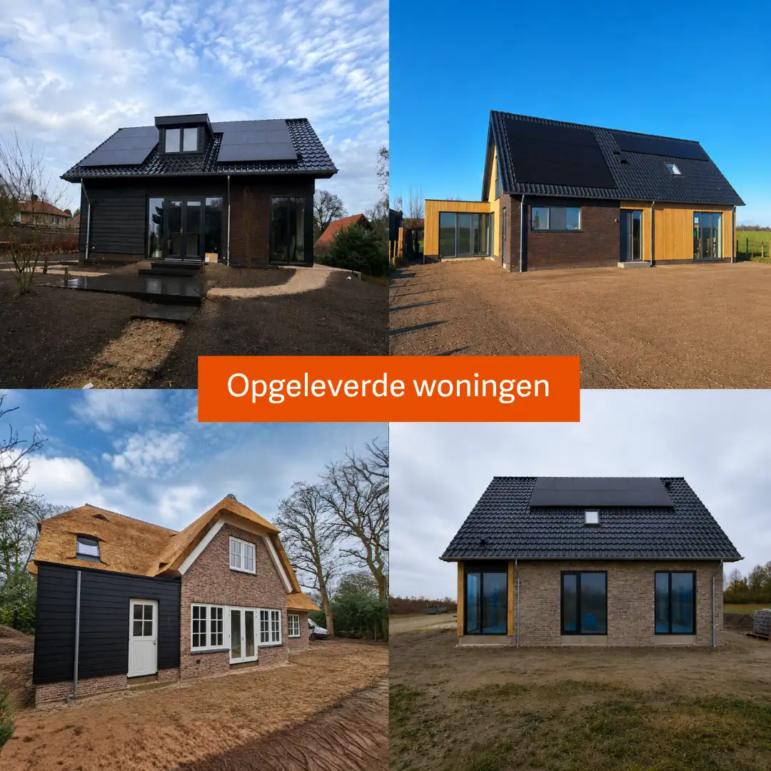 Afbeelding met vier verschillende gerealiseerde woningen