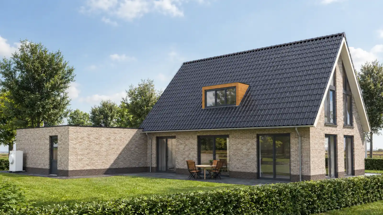Render vrijstaande woning met grijze gevelstenen