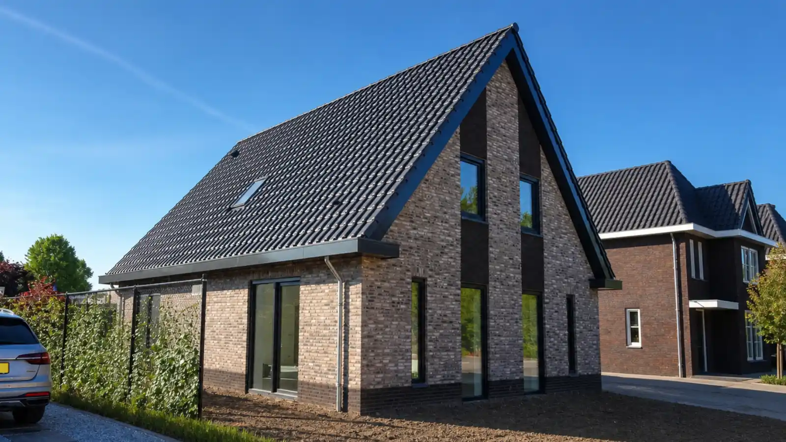 Vrijstaande woning met donker kozijn