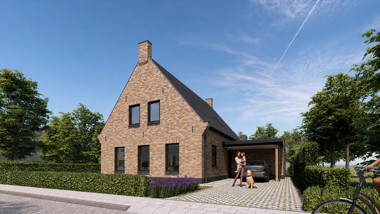 Render van een kangoeroewoning in klassieke stijl