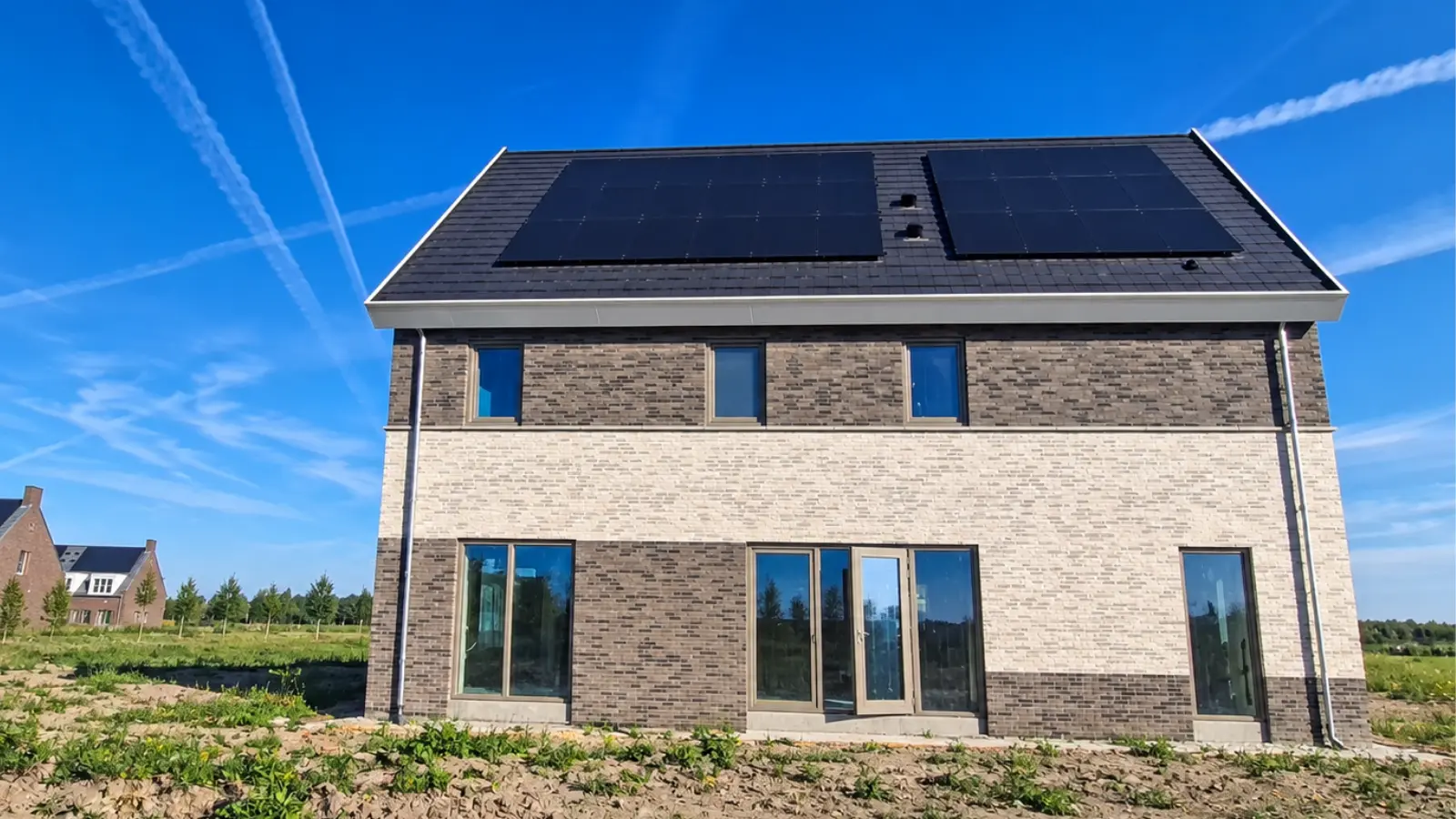 Vrijstaande moderne hoogbouw woning met zonnepanelen