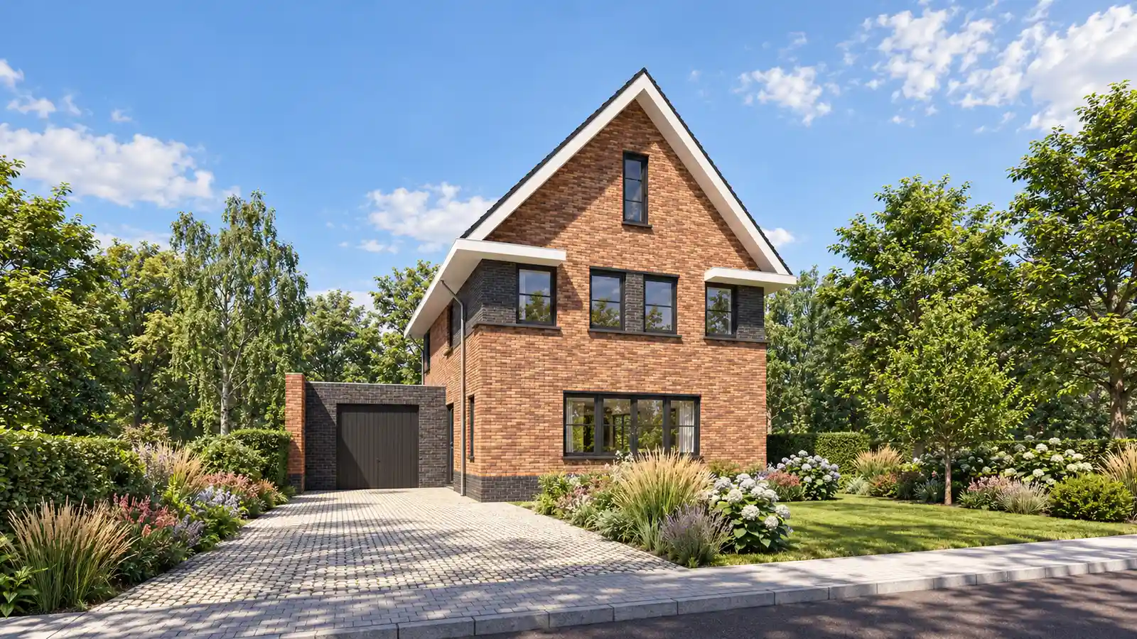 Vrijstaande hoogbouwwoning met rode gevelstenen